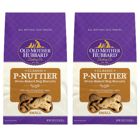 Old Mother Hubbard Classic Crunchy P-Nuttier Biscuits, Small Size, (20 Ounce Bag), Pack of 2