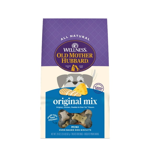 Wellness Old Mother Hubbard Original Mix Dog Biscuits, Natural, Training Treats, Four Flavors, Mini Size, (20 Ounce Bag)