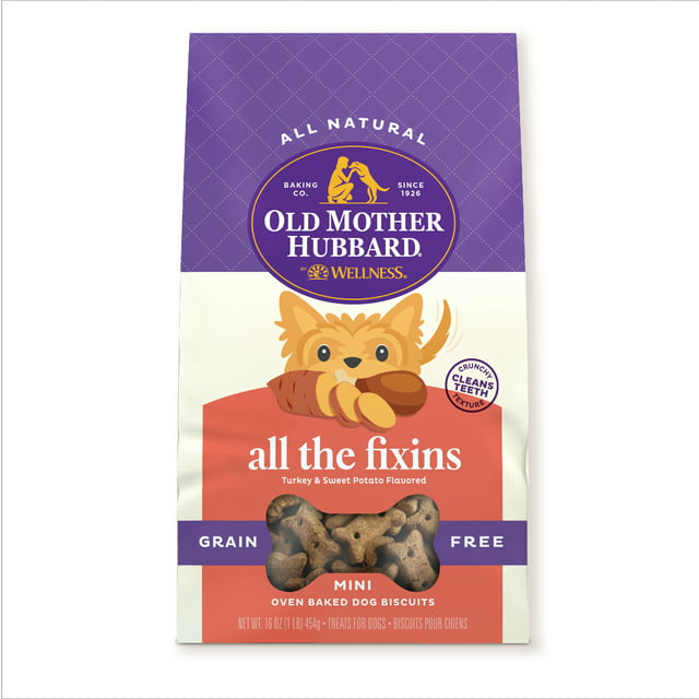 Old Mother Hubbard by Wellness All The Fixins Grain Free Natural Mini Biscuits Dog Treats, 16 oz bag