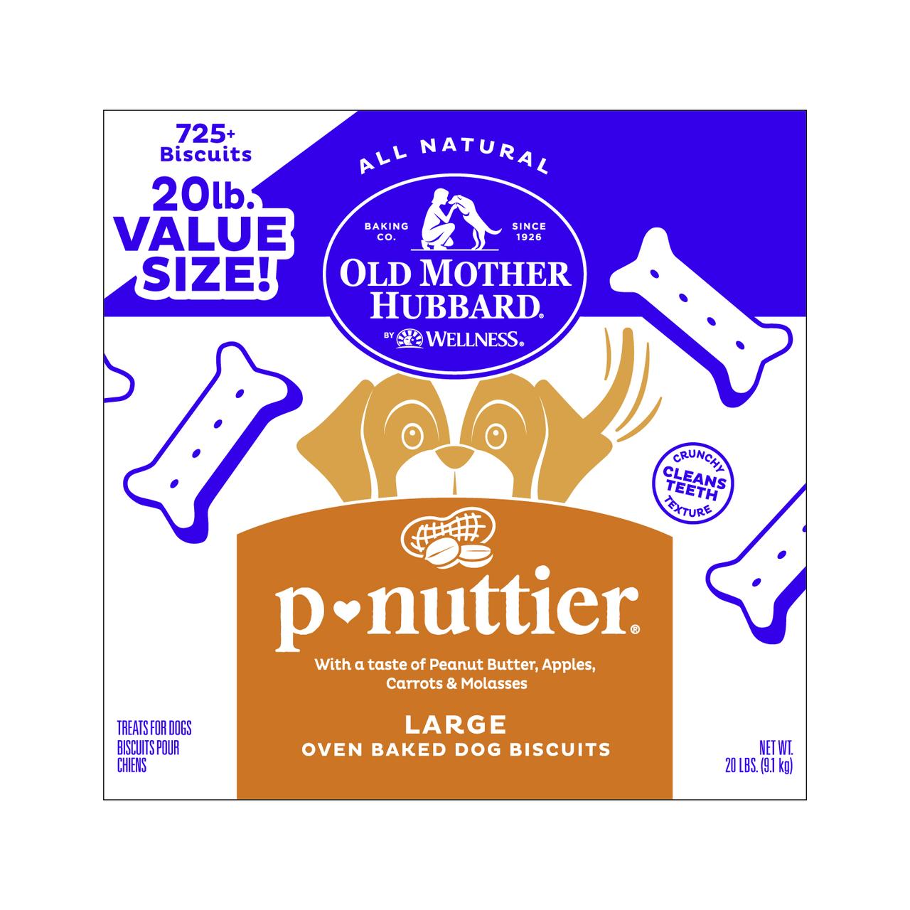 Old Mother Hubbard by Wellness Classic P Nuttier Natural Large Biscuits Dog Treats, 20 lb box - image 1 of 10