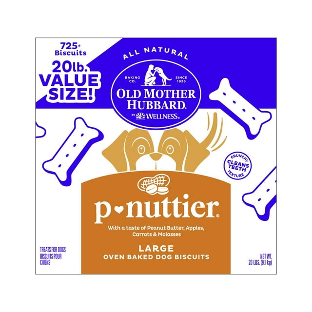 Old Mother Hubbard by Wellness Classic P Nuttier Natural Large Biscuits Dog Treats, 20 lb box