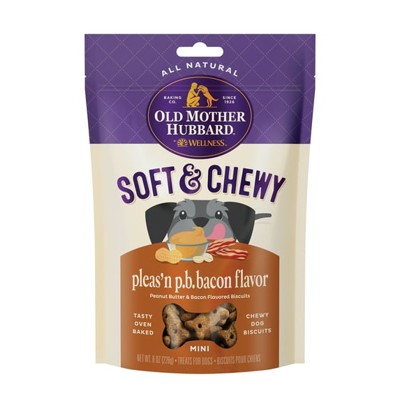 Old Mother Hubbard by Wellness Soft & Chewy Pleas'n P.B.Bacon Natural Mini Dog Treats, 8 oz bag