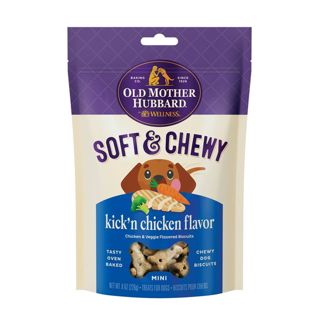 Old Mother Hubbard by Wellness Soft & Tasty Chicken & Veggie Natural Mini Biscuits Dog Treats, 8 oz bag