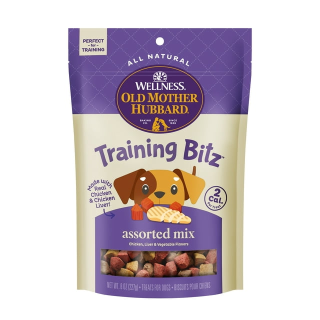Wellness Old Mother Hubbard Training Bitz Assorted Mix Dog Biscuits, Natural, Training Treats, Three Flavors, Small Size, (8 Ounce Bag)