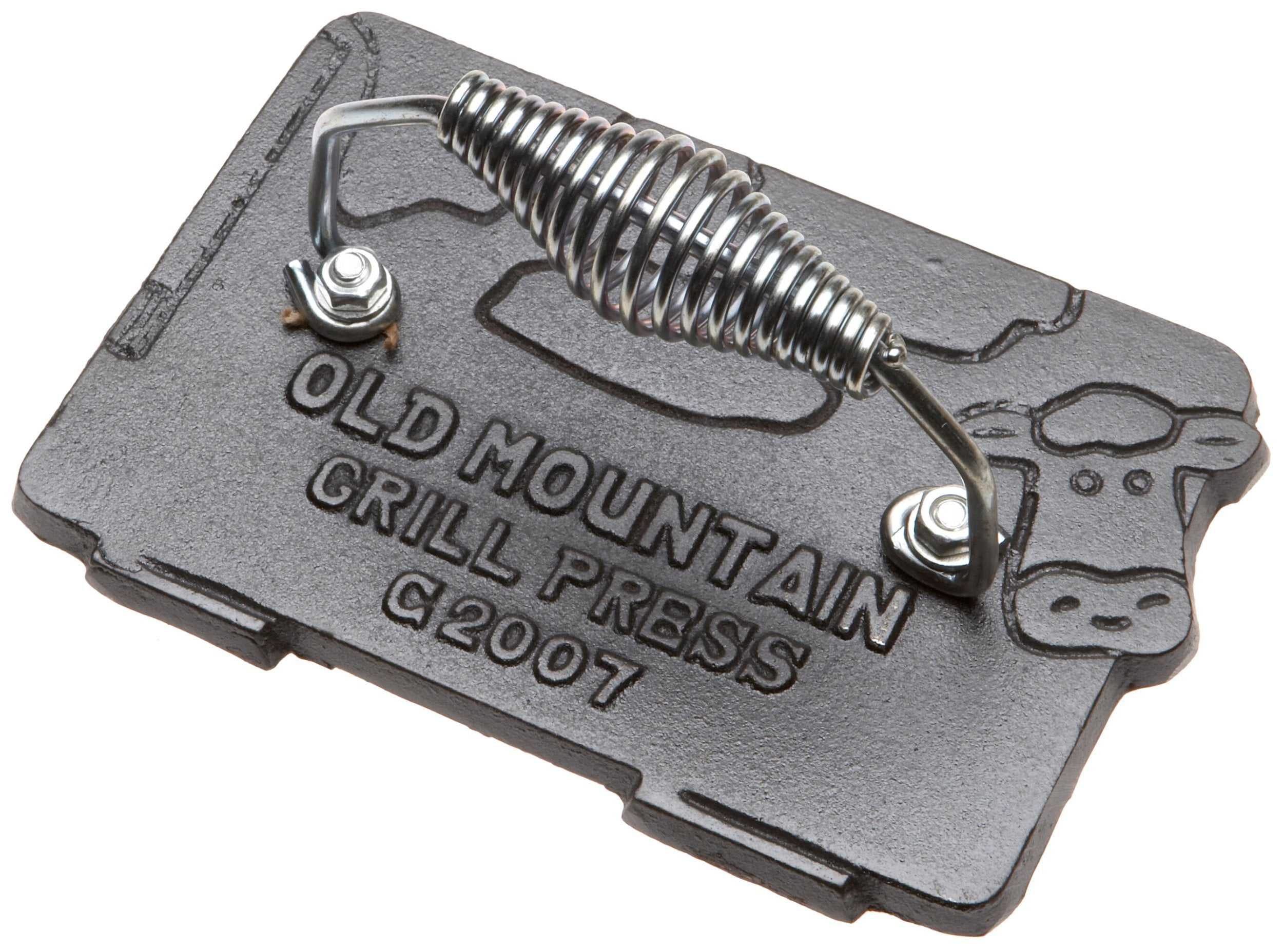 Old Mountain Pre Seasoned 10151 Cow Shaped Bacon/Grill Press, 7 Inch by 4-1/2-Inch