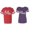thumbnail image 1 of Old Mr Mrs Matching Couple Cotton Jerseys (Men Red / Women Purple) (Men L / Women S), 1 of 3
