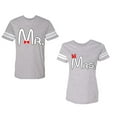 thumbnail image 1 of Old Mr Mrs Unisex Couple Matching Cotton Jersey style T-Shirt Contrasting stripes on sleeves (Men Heather / Women Heather) (Men XL / Women XXL), 1 of 3