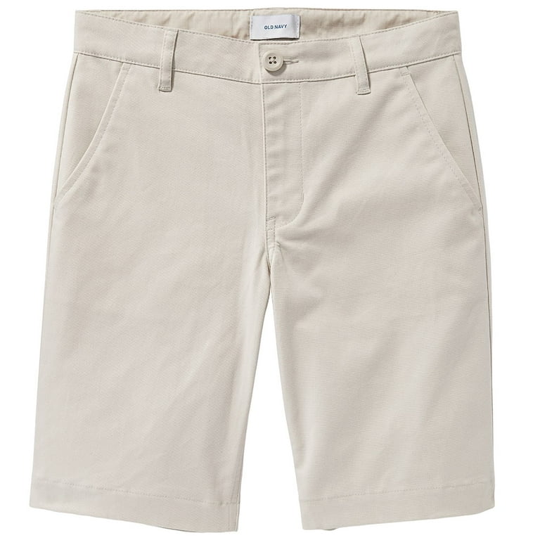 Old Navy Boys Little Kids Flat Front Built in Flex School Uniform Cotton Chino Khaki Shorts 8 Boy s Size 8 Medium Beige