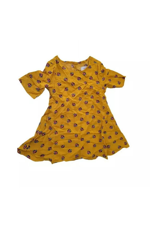 Grils Toddler Dress Yellow Mustard With Flowers Size 2T