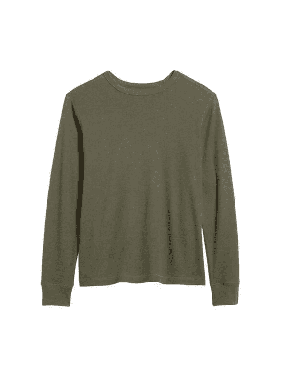 Long Sleeve Built in Flex Waffle Knit T-Shirt in Green, Size XXL Tall