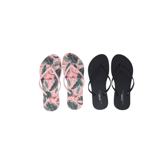 Old Navy Women Beach Summer Casual Flip Flop Sandals (9 Flamingo & Black Flip flops)