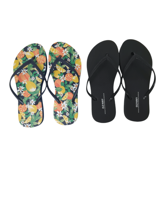 Women Beach Summer Casual Flip Flop Sandals (9 Fruit Print & Black Flip flops )
