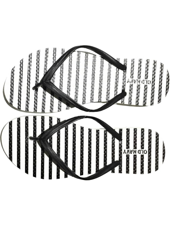 Women's Patterned Flip-Flop Sandals, O.N. New Black Stripe