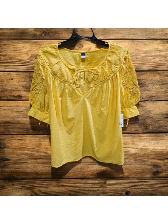 Old Navy Women's 3/4 Yellow Blouse, Medium