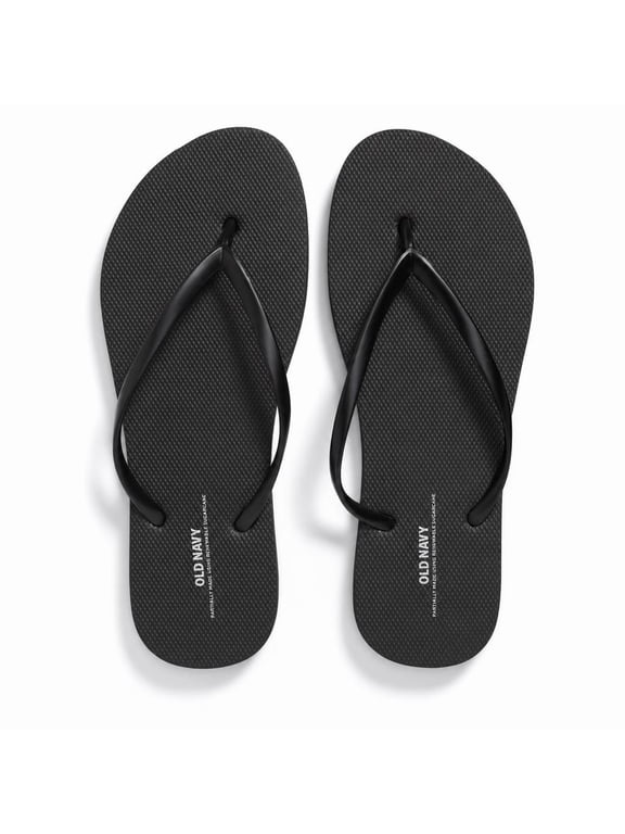 Women's Flip Flop Sandals (Partially Plant-Based), Black, 6