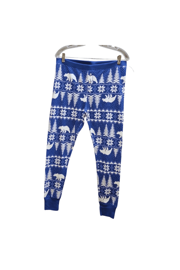 Womens Thermal Pajama Pants XXL Blue Bears Trees Holiday Winter Snowflakes Plus Size