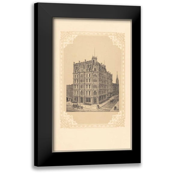 Old New York 16x24 Black Modern Framed Museum Art Print Titled - Bond and Broadway