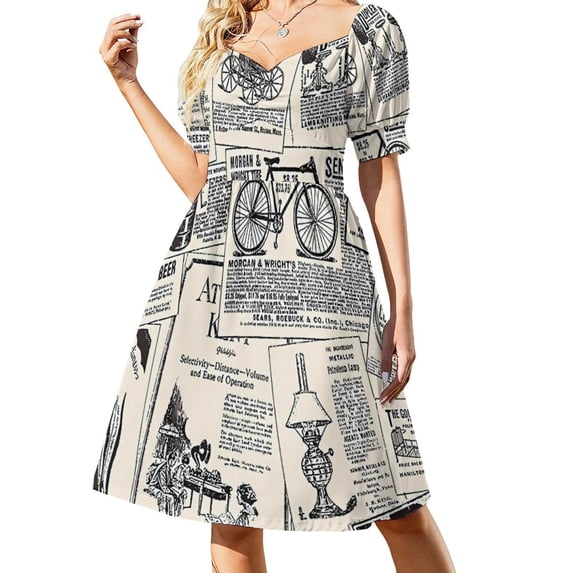 Old Newspaper Dress Gold Butterflies Print Festival Dresses Summer Street Wear Casual Dress Design Clothes 4XL 5XL