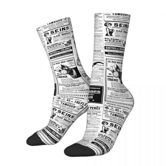 Old Newspaper Socks Autumn Vintage Print Stockings Gothic Women Men Comfortable Socks Grap