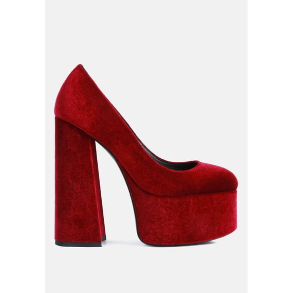 Old Novelty Platform Heel Velvet Pumps