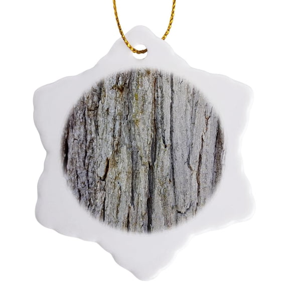 3drose, Old Oak Tree Rough Bark, 3 inch Snowflake Porcelain Ornament
