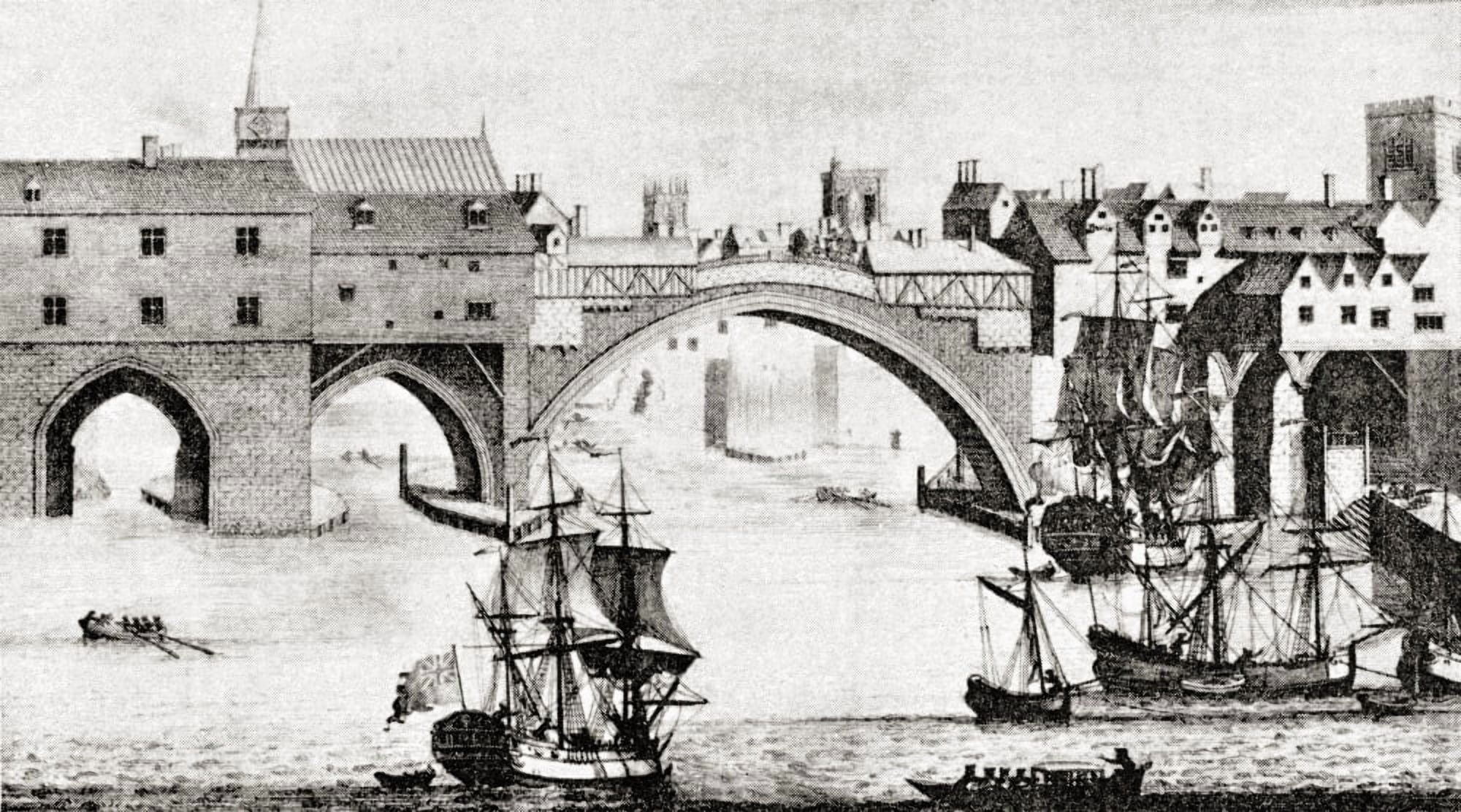 The Old Ouse Bridge River Ouse York England Before Being Dismantled In The Early 19Th Century From Picturesque History Of Yorkshire Published C1900 Canvas Art - Ken Welsh Design Pics (38 x 20)