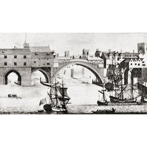 The Old Ouse Bridge River Ouse York England Before Being Dismantled In The Early 19Th Century From Picturesque History Of Yorkshire Published C1900 Canvas Art - Ken Welsh Design Pics (38 x 20)