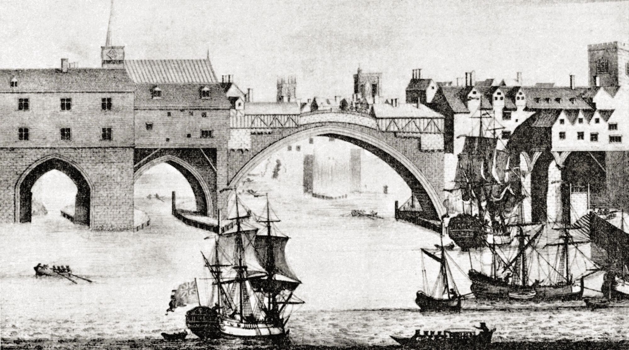 The Old Ouse Bridge River Ouse York England Before Being Dismantled In The Early 19Th Century From Picturesque History Of Yorkshire Published C1900 Canvas Art - Ken Welsh Design Pics (19 x 10)