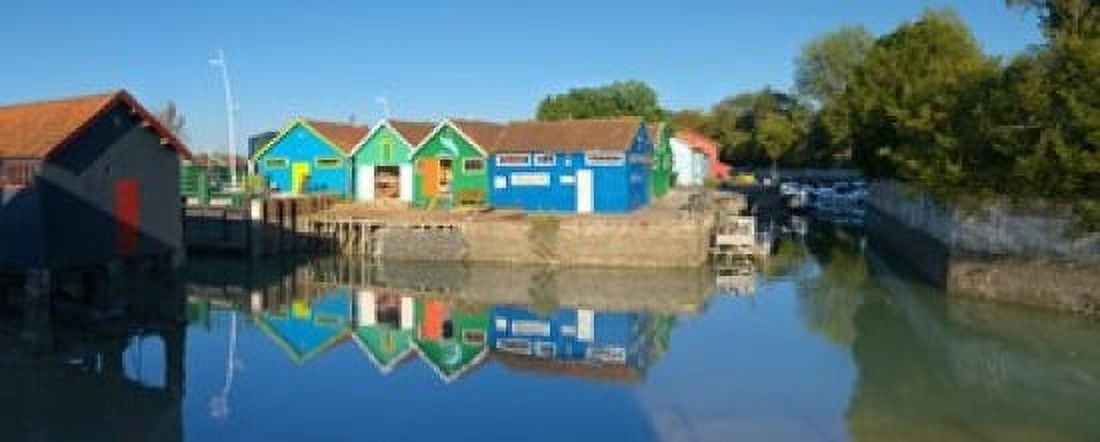 Old Oyster farmers shacks Le Chateau Oleron Charente-Maritime Poitou-Charentes France Canvas Art - Panoramic Images (15 x 6)