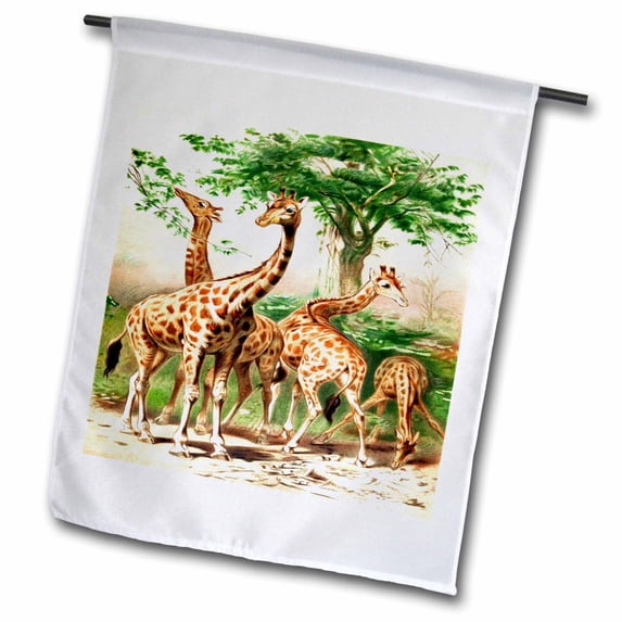 3dRose, Old Painting Of Giraffes, 18 x 27 inch Garden Flag