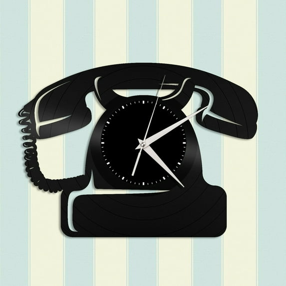 Old Phone Vinyl Wall Clock Unique Gift for Friends Home Room Decoration Vintage Design Office Bar Room Home Decor