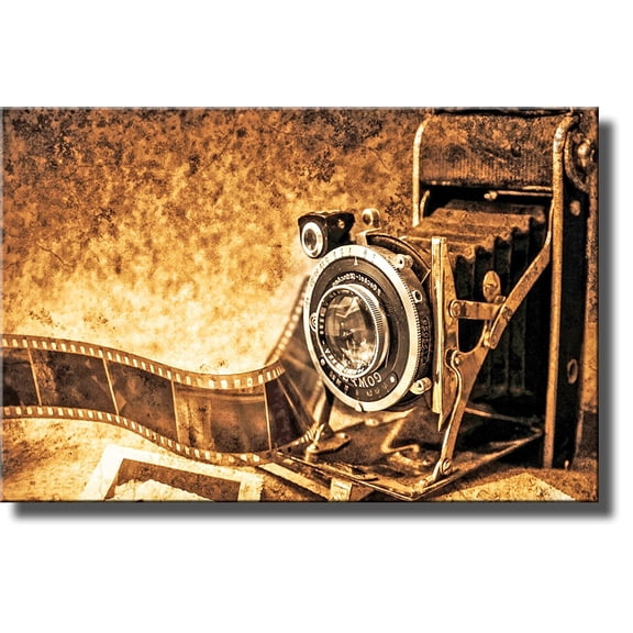 Old Photo Camera Picture on Stretched Canvas Wall Art Decor Ready to Hang!.