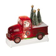 Old Pickup Truck Shaped Christmas Winter Scene Spinning Water Snow Globe Lantern