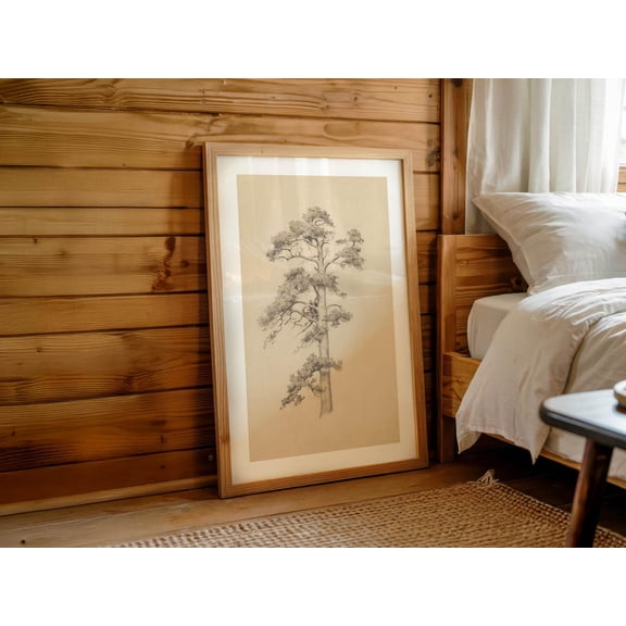 Old Pine Print Retro Outdoors Art Pine Tree Poster Outdoorsy Wall Print Rustic Office Decor Lake House Wall Art Hunting for Dad, Unframed Paper Poster 8x10in
