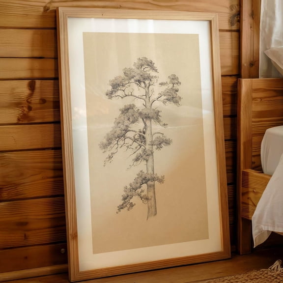 Old Pine Print Retro Outdoors Art Pine Tree Poster Outdoorsy Wall Print Rustic Office Decor Lake House Wall Art Hunting Gift for Dad