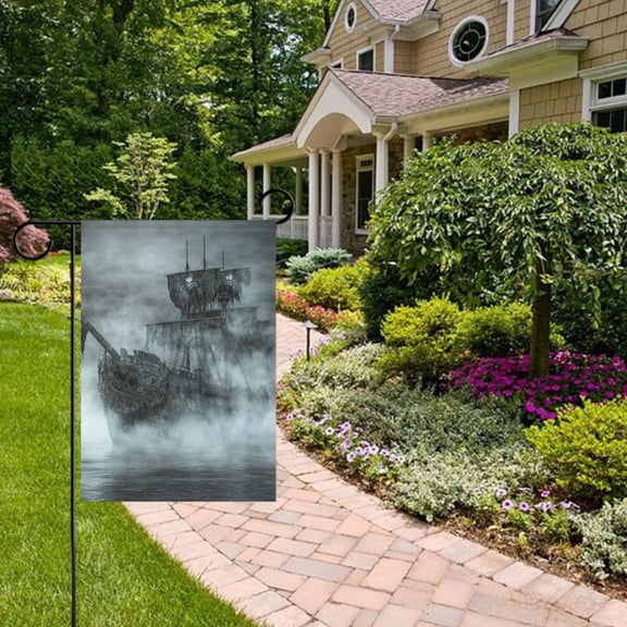 Old Pirate Ship Garden Flag 12x18 inch Double Sided Outside Yard Decorations for Home Outdoor
