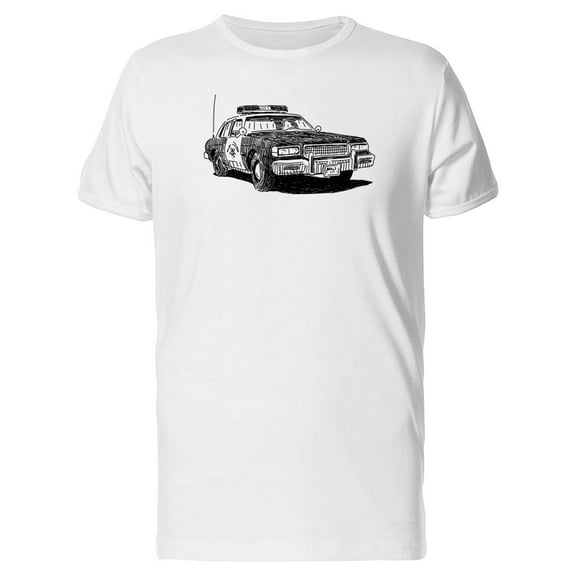 Old Police Car Sketch T-Shirt Men -Image by Shutterstock, Male Large
