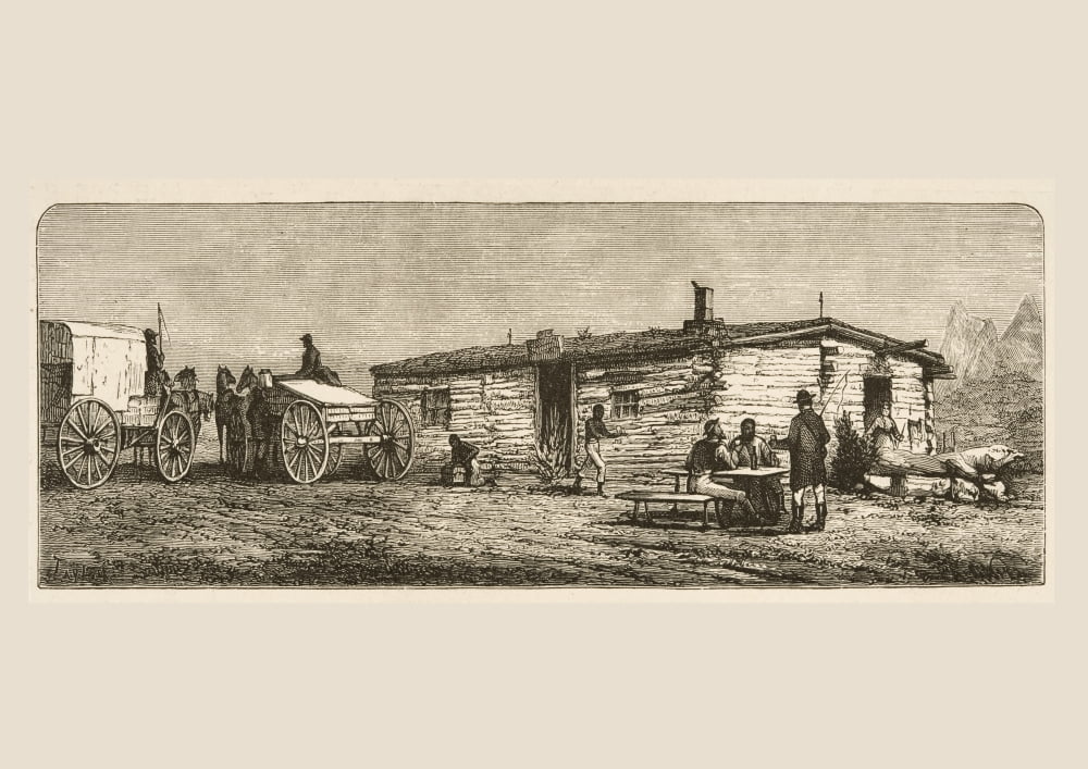 Old Post Station On The Prairie In Colorado From American Pictures Drawn With Pen And Pencil By Rev Samuel Manning Circa 1880 Canvas Art - Ken Welsh Design Pics (16 x 11)