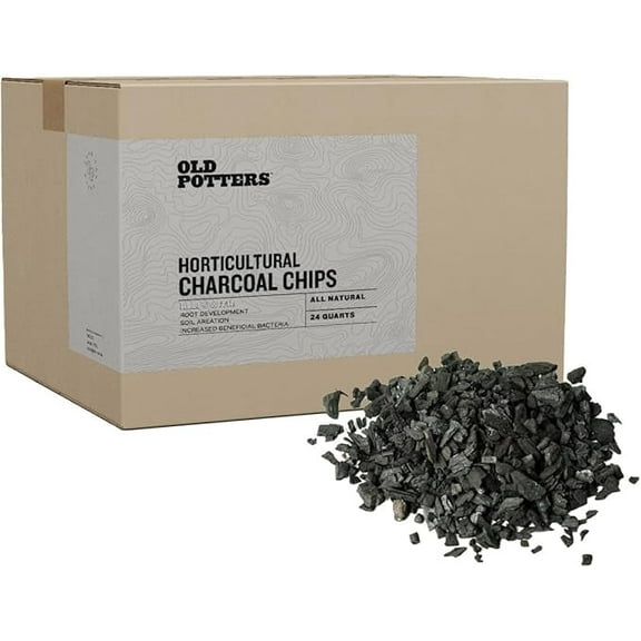 Old Potters Premium Horticultural Charcoal Chips – Organic, pH-Balancing, Moisture-Control for Terrariums, Orchids & Soil Health 24 Quart