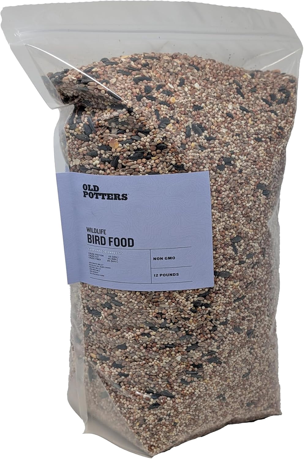 Old Potters Wild Bird Seed Blend – Non-GMO, Natural Mix with Millet, Milo, Sunflower, Corn & Wheat – Attracts Ground-Feeding Birds – 12 lb