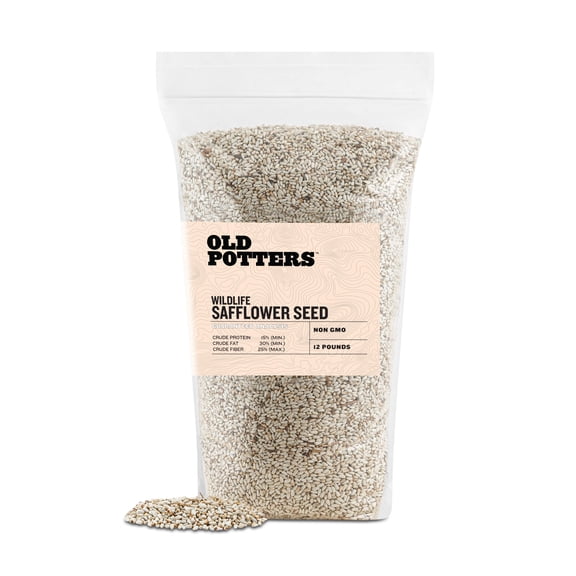 Old Potters Wildlife Safflower Seed, High Protein Bird Food,  Attracts Wildlife, Non-GMO, USA-Grown, 12 lbs