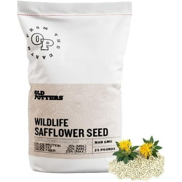 Old Potters Wildlife Safflower Seed, High Protein Bird Food, Attracts Wildlife, Non-GMO, USA-Grown, 25 lbs