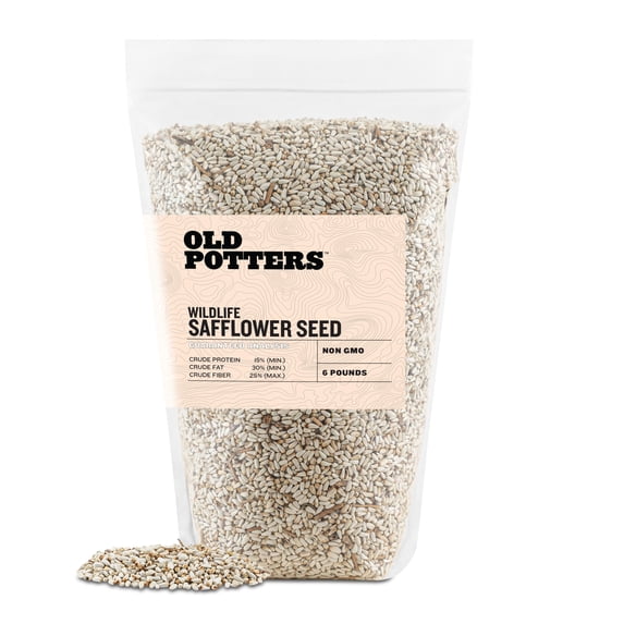 Old Potters Wildlife Safflower Seed, High Protein Bird Food, Attracts Wildlife, Non-GMO, USA-Grown, 6 lbs