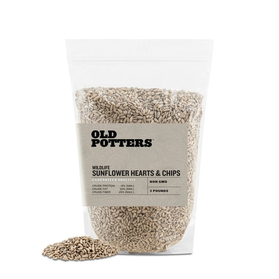 Old Potters Wildlife Sunflower Hearts & Chips, Attracts Birds & Wildlife, Organic Raw NON GMO, USA Grown, Small Farm