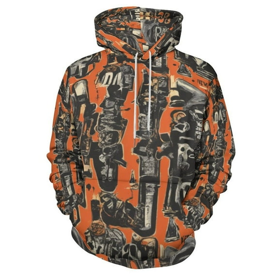 Old Punk Regular Fit Hoodie, Sporty Pullover Hooded Sweatshirt for Men Women S