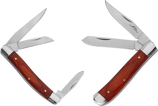 Old Ram - 2PC Traditional Classic Style Folding Trapper Knife Holiday Gift Set (Wood)