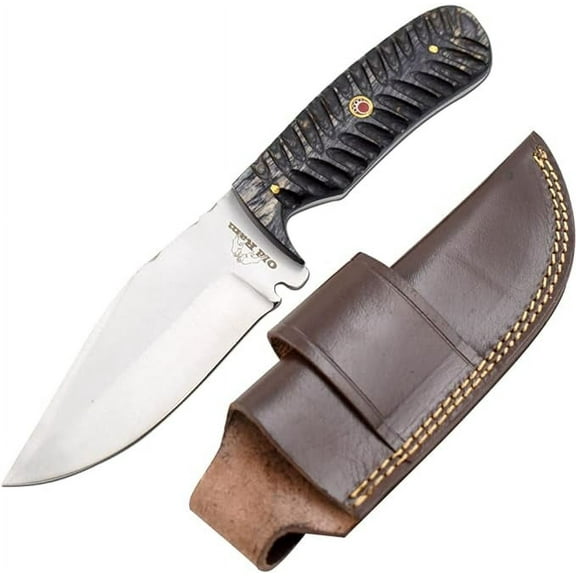 Old Ram 9-inch Fixed Blade Skinner Knife, Drop Point Blade - Hand Forged Rosewood Handle with Leather Carrying Case