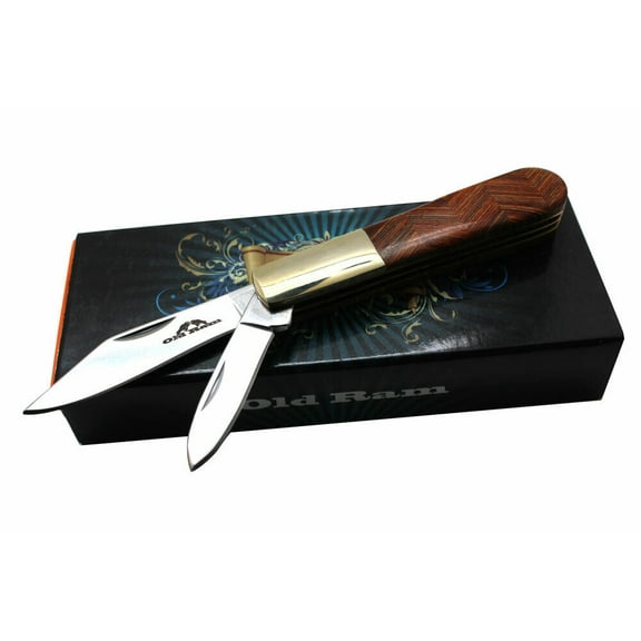 Old Ram Collection Everyday Carry Manual Folding Trapper Knife w/Smooth Wood