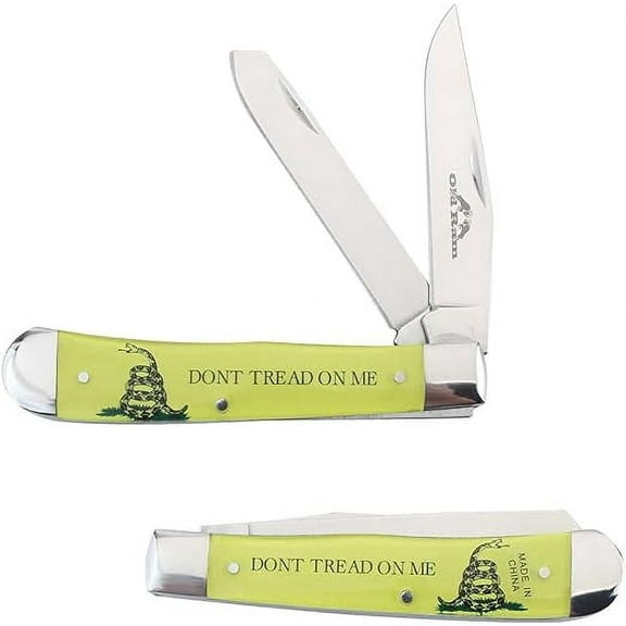 Old Ram - "Don’t Tread On Me" Everyday Carry Manual Folding Pocket Trapper Knife - 7.25in Overall 3CR13 Stainless Steel (Gadsen Flag)