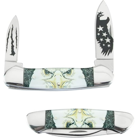 Old Ram Dual-Blade Folding Canoe Knife - Precision EDC for Hunting, Camping & Outdoor Survival | Striking Eagle Acrylic Handle